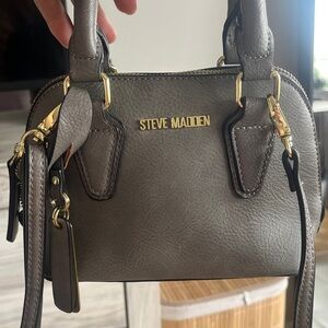 Steve Madden Gray Mini Satchel with Gold Hardware